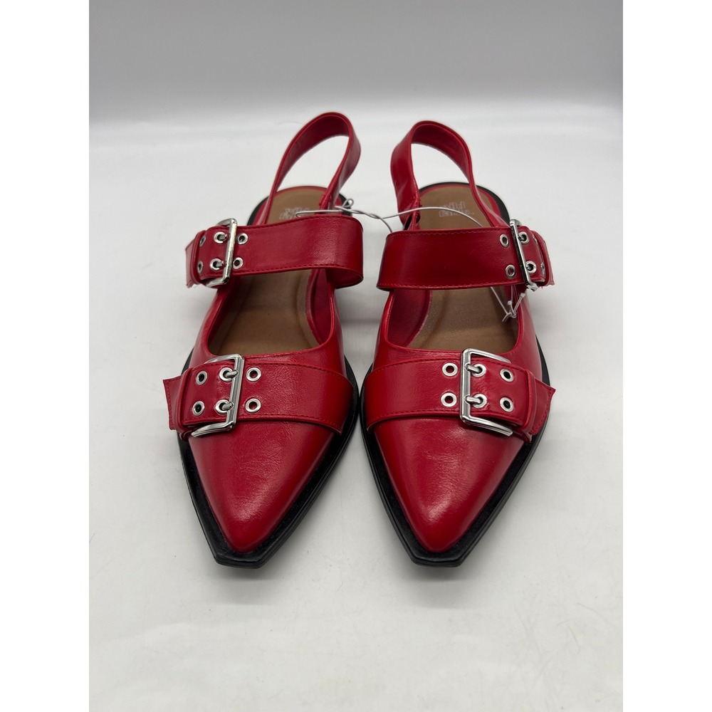Punk Indie Edgy Wild Fable Red Buckle Slingback Pointed Toe Flats 9.5 Red - Picture 2 of 9